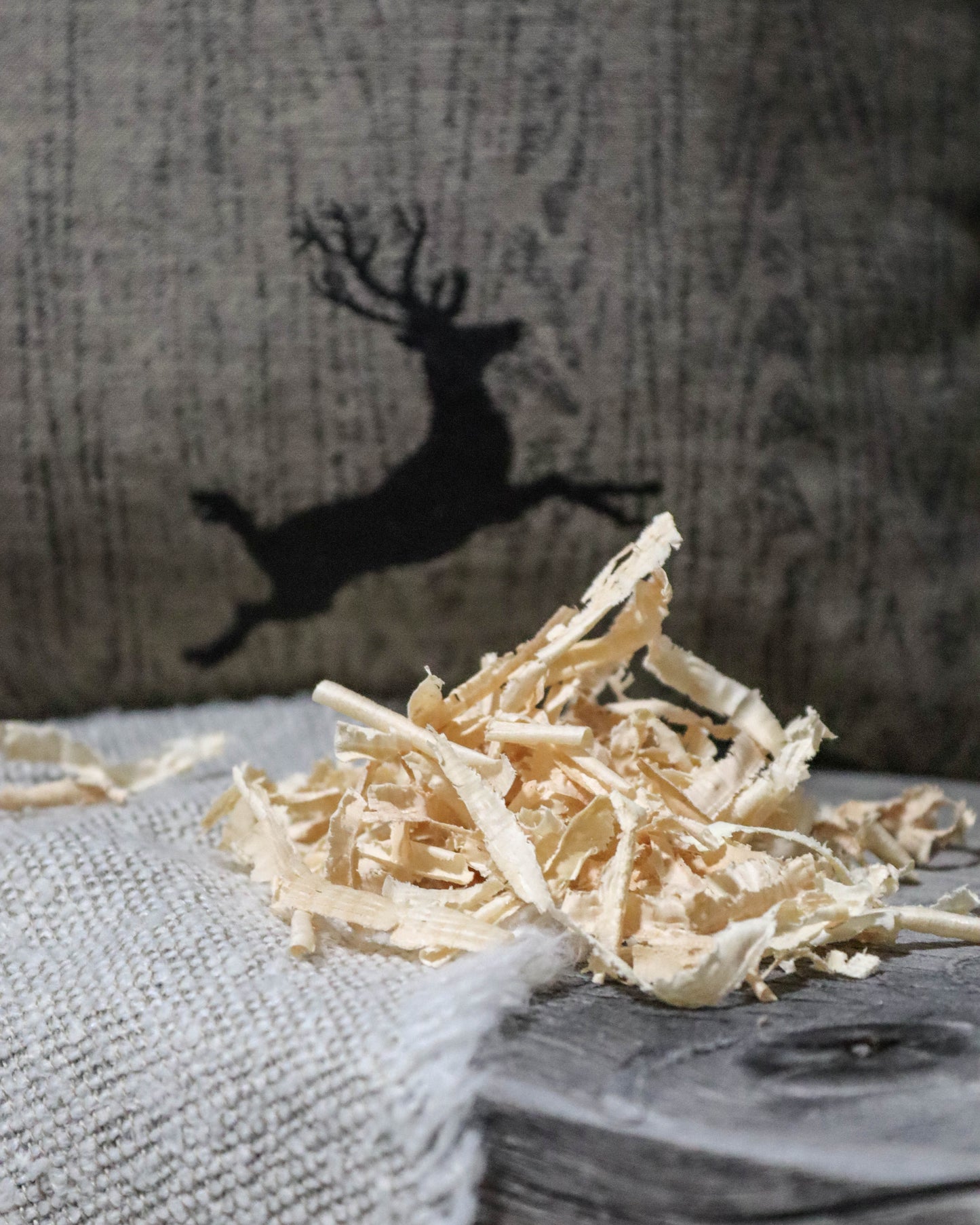 Zirbenkissen - Hirsch - braun/beige