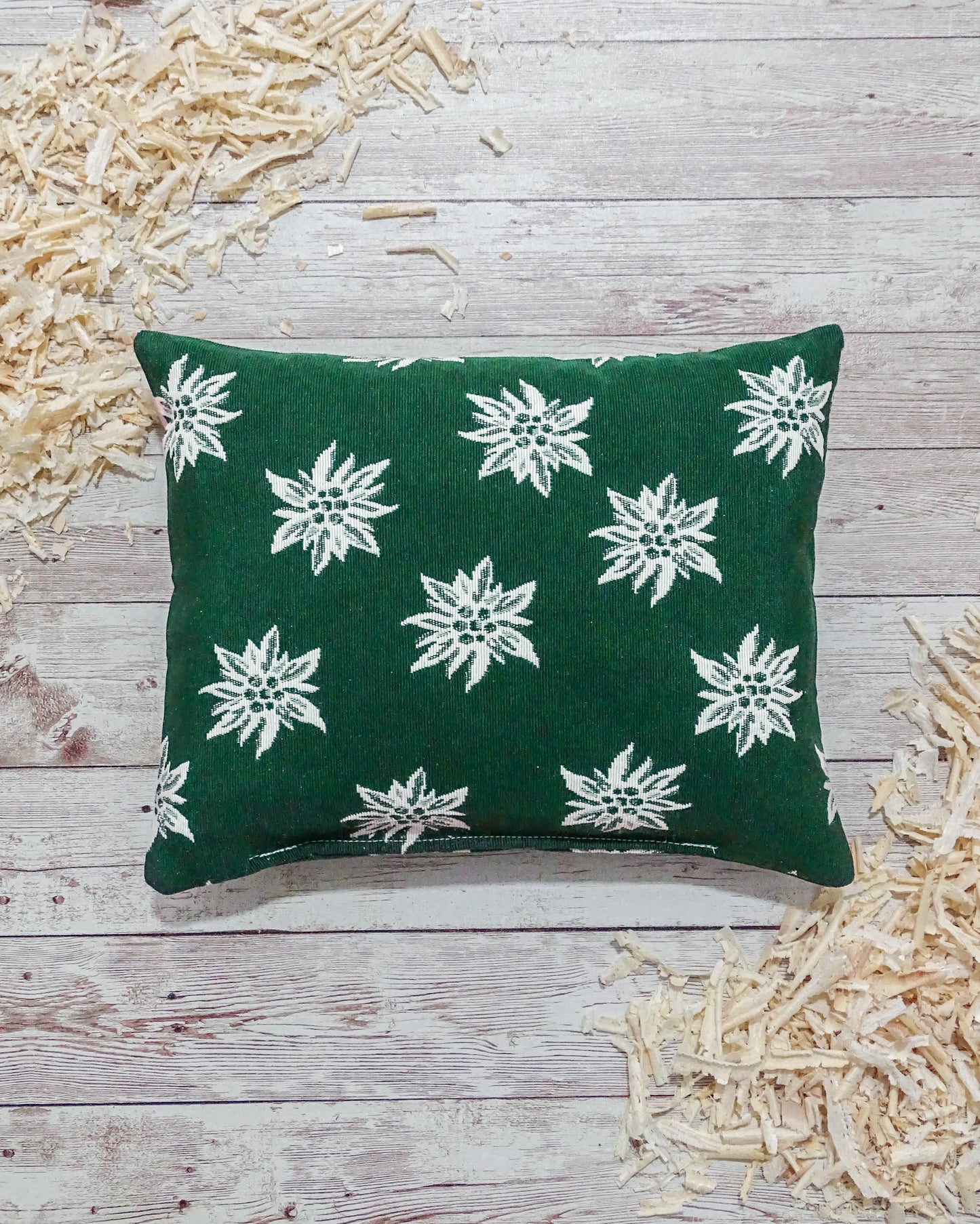 Zirbenkissen klein - Edelweiß dunkelgrün