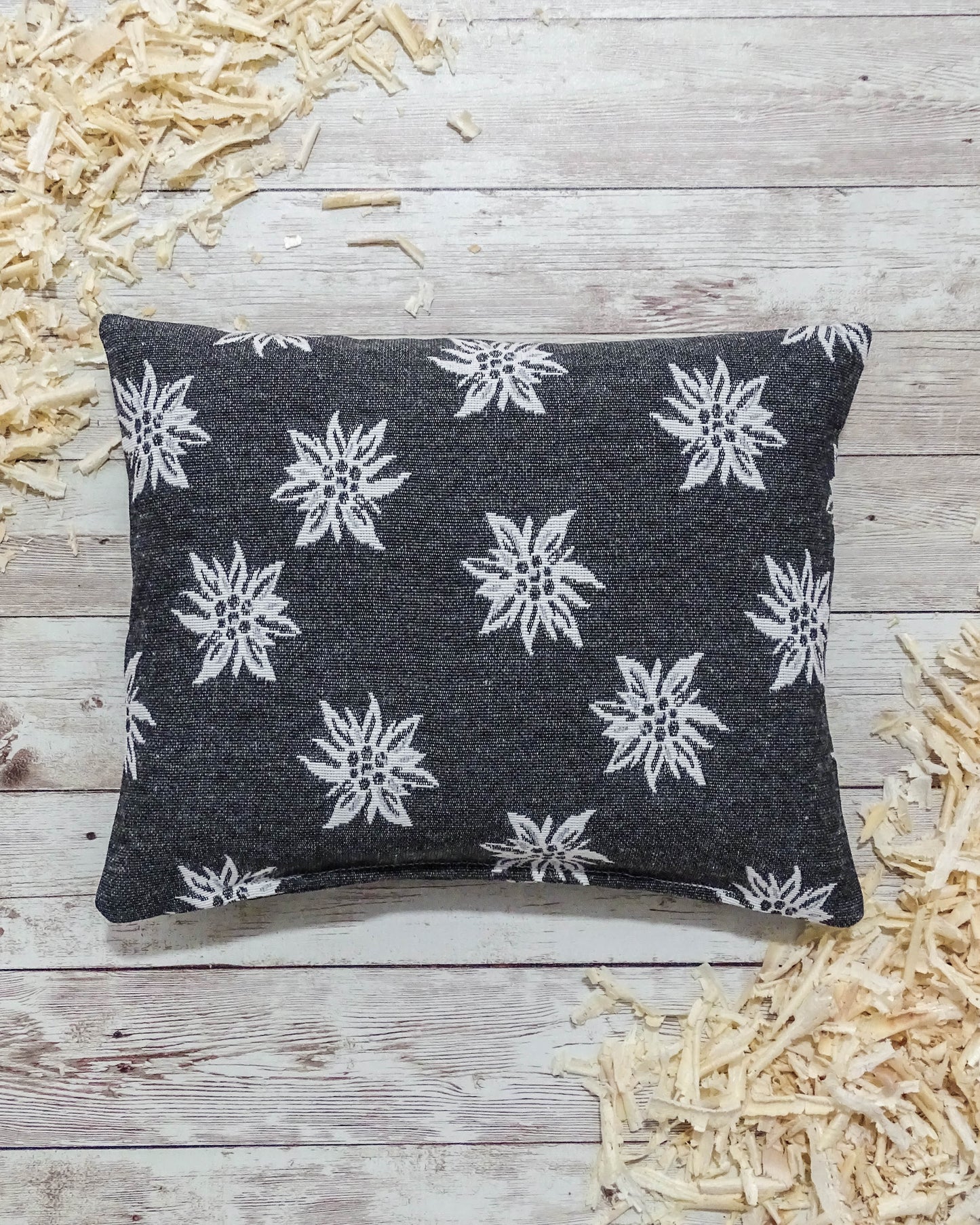 Zirbenkissen klein - Edelweiß grau