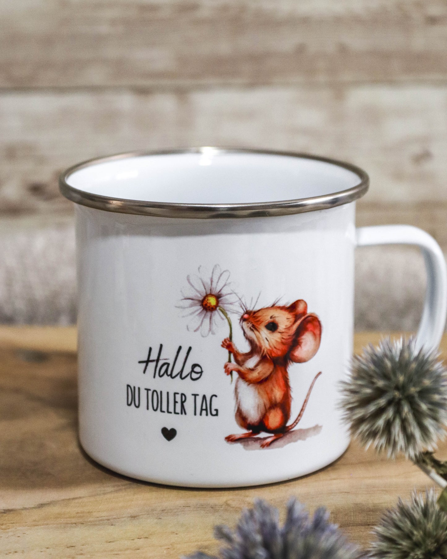 Emailletasse - Hallo du toller Tag! - Maus & Teebären